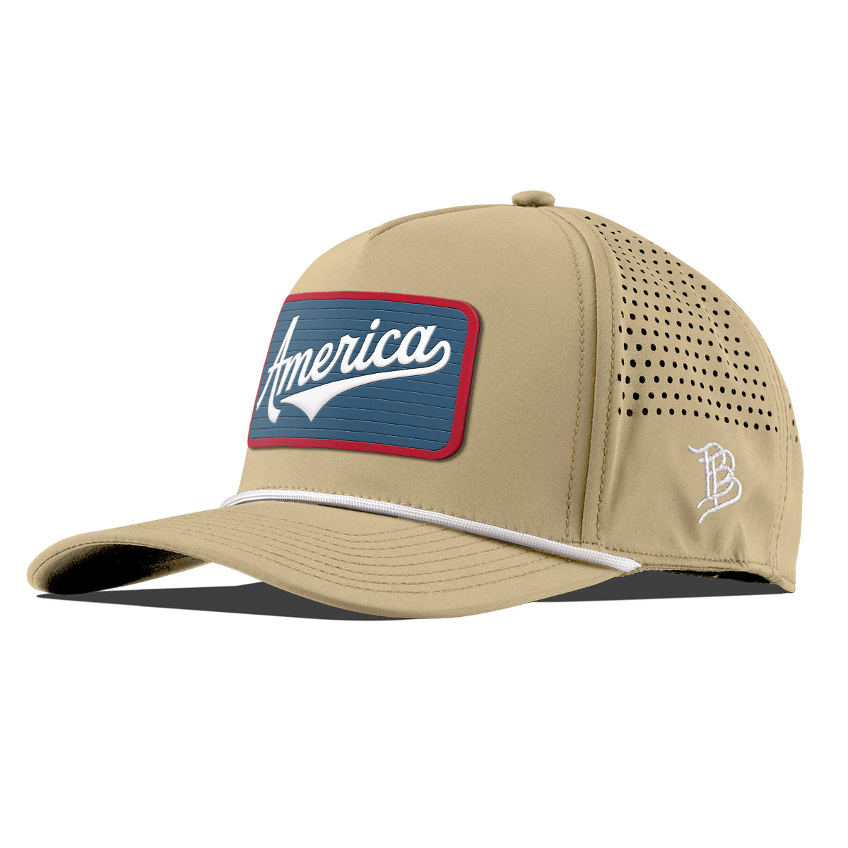 XL USA America Badge Curved 5 Panel Rope Desert