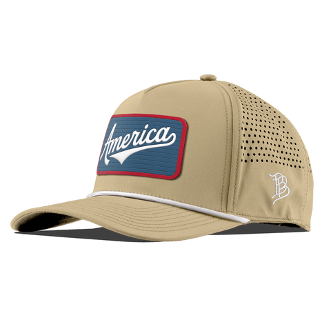 XL USA America Badge Curved 5 Panel Rope Desert