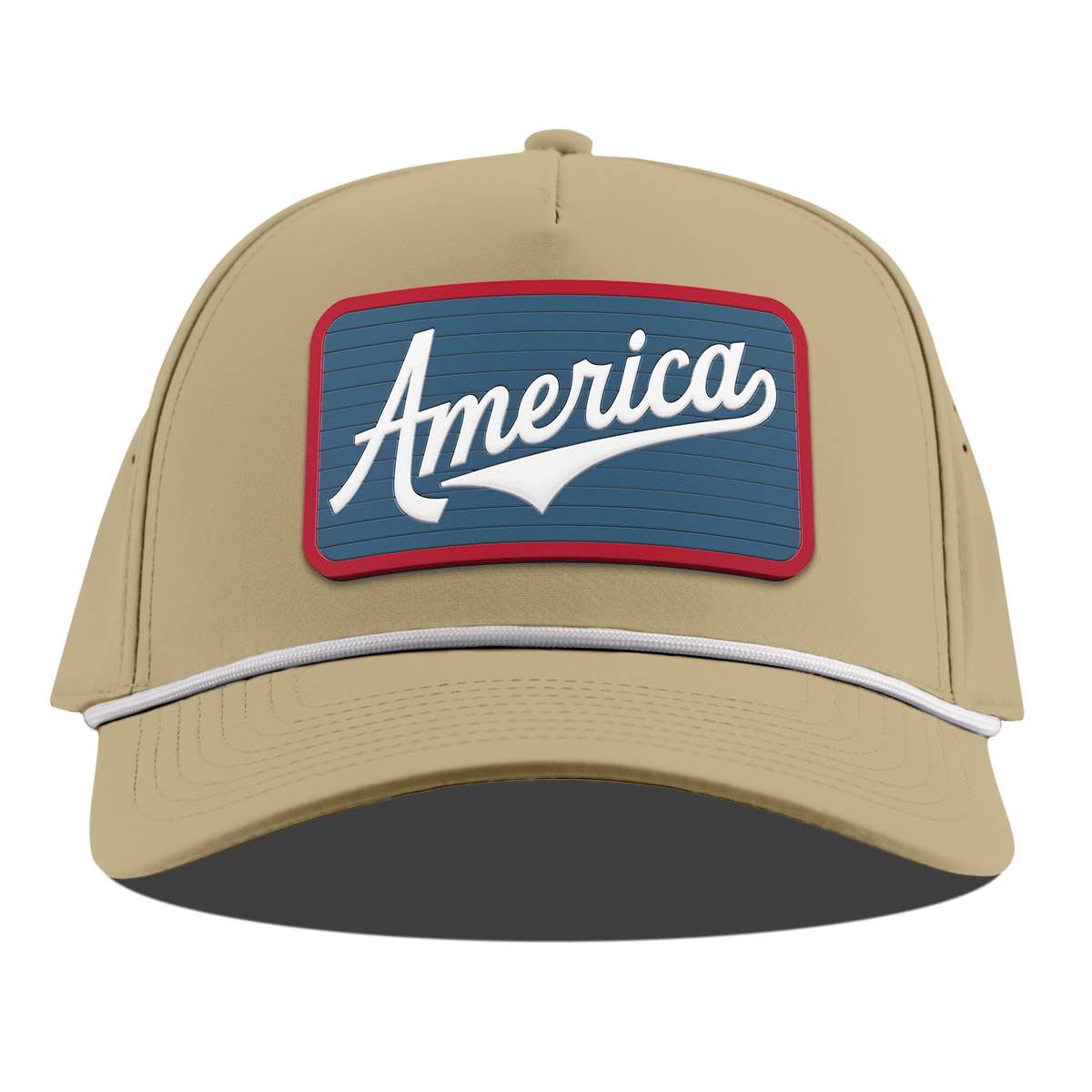 XL USA America Badge Curved 5 Panel Rope Desert
