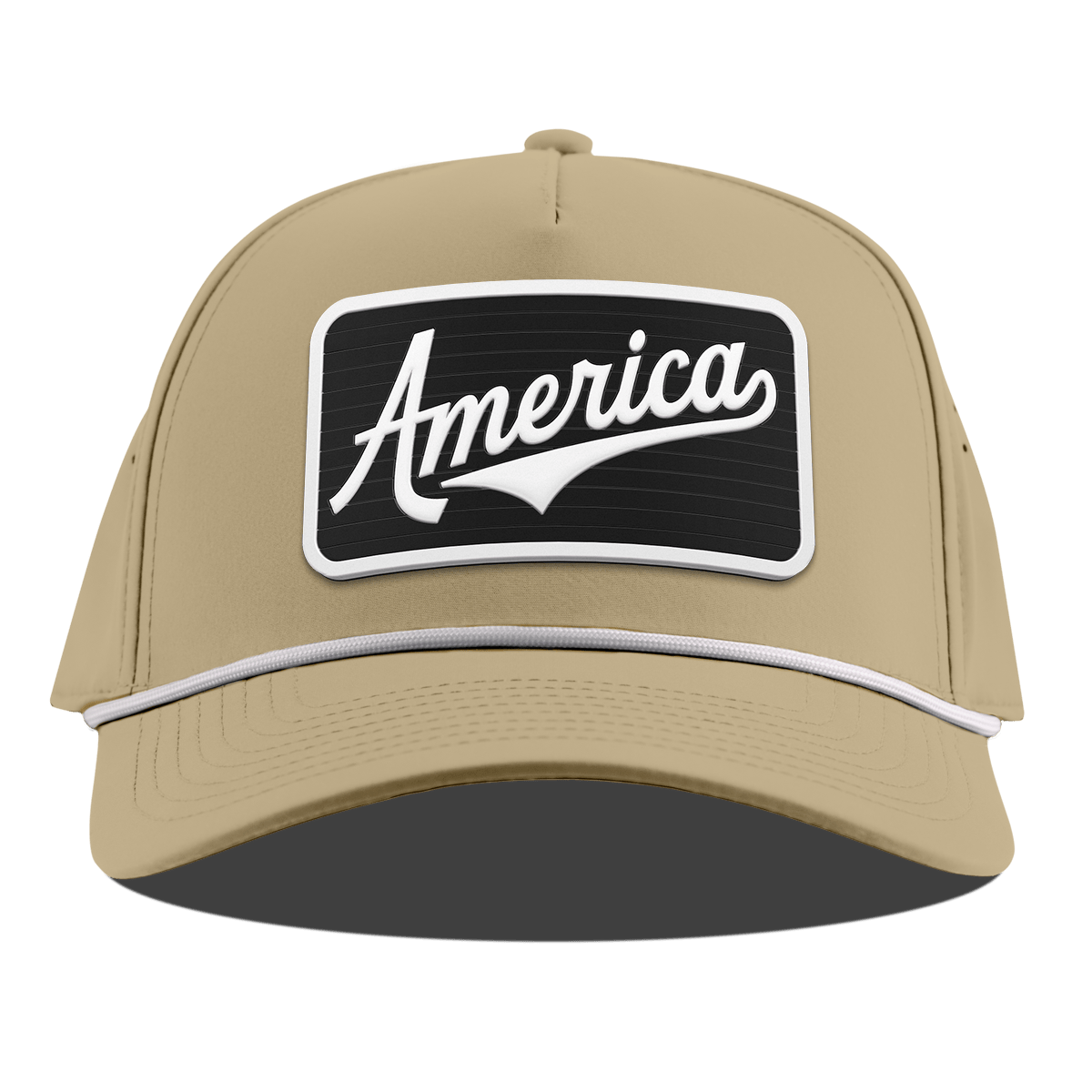 XL Vintage America Badge Curved 5 Panel Rope Desert