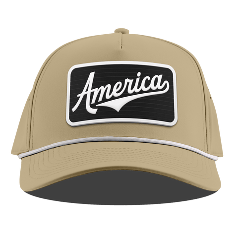 XL Vintage America Badge Curved 5 Panel Rope Desert