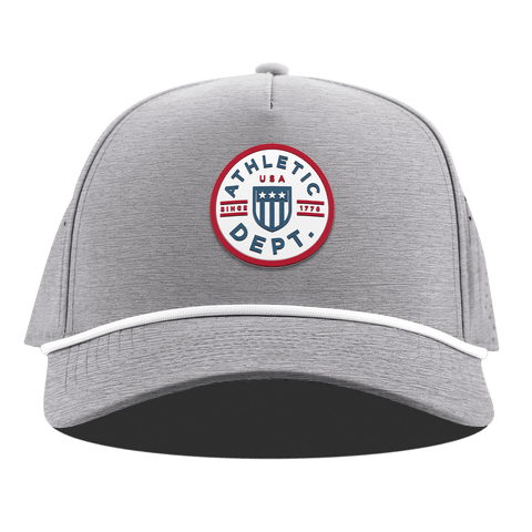 Liberty Letterman Curved 5 Panel Rope Heather Gray
