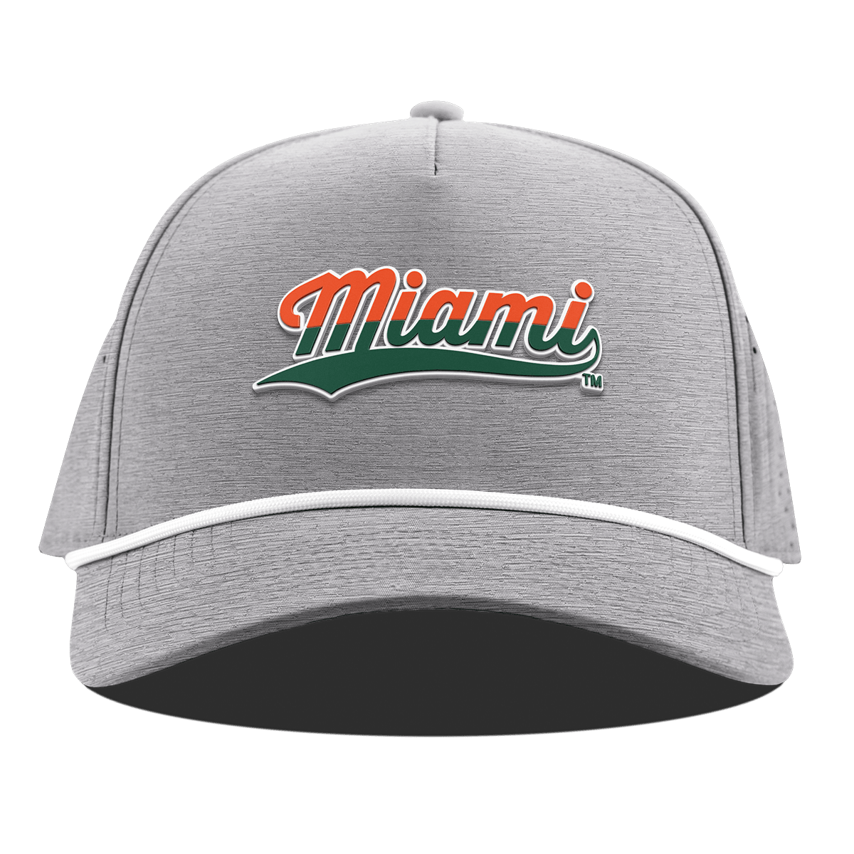 University of Miami "Miami Script" Curved 5 Panel Rope Heather Gray