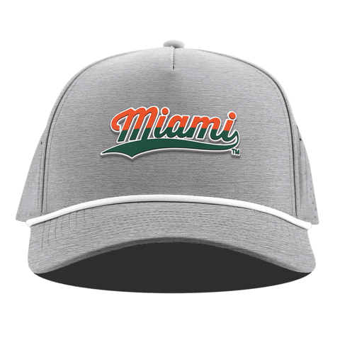 University of Miami "Miami Script" Curved 5 Panel Rope Heather Gray