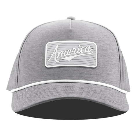 Pearl America Badge Curved 5 Panel Rope Heather Gray