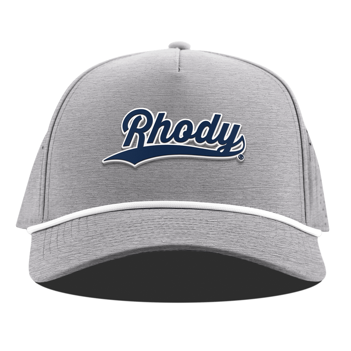 University of Rhode Island "Rhody Script" Curved 5 Panel Rope Heather Gray
