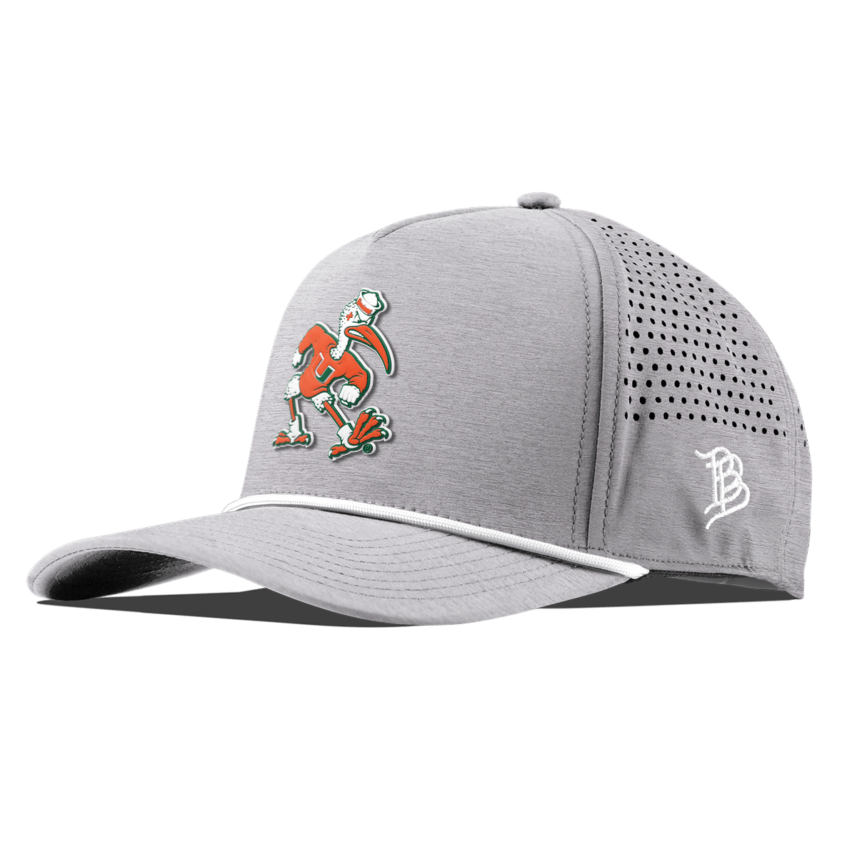 University of Miami "Sebastian the Ibis" Curved 5 Panel Rope Heather Gray