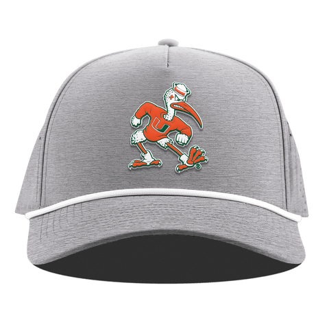 University of Miami "Sebastian the Ibis" Curved 5 Panel Rope Heather Gray