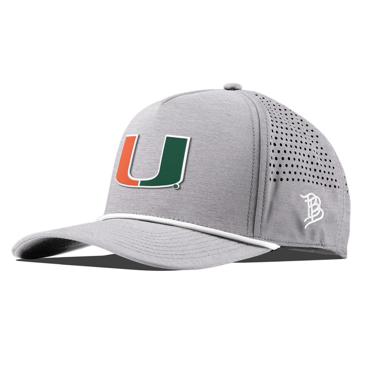 University of Miami "Miami Team Logo" Curved 5 Panel Rope Heather Gray