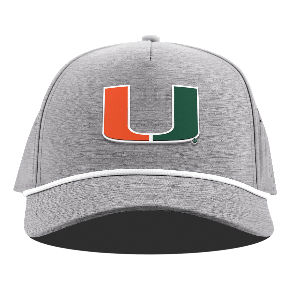 University of Miami "Miami Team Logo" Curved 5 Panel Rope Heather Gray