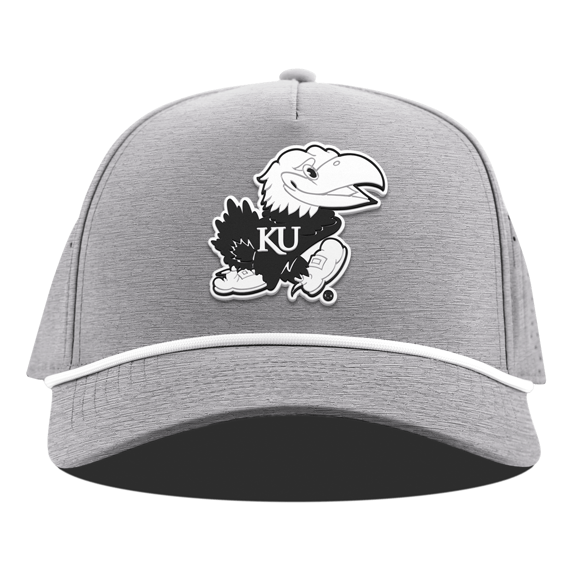 University of Kansas "Vintage Jayhawk" Curved 5 Panel Rope Heather Gray
