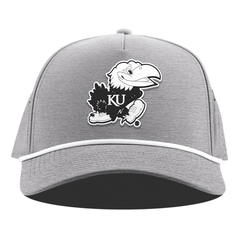 University of Kansas "Vintage Jayhawk" Curved 5 Panel Rope Heather Gray