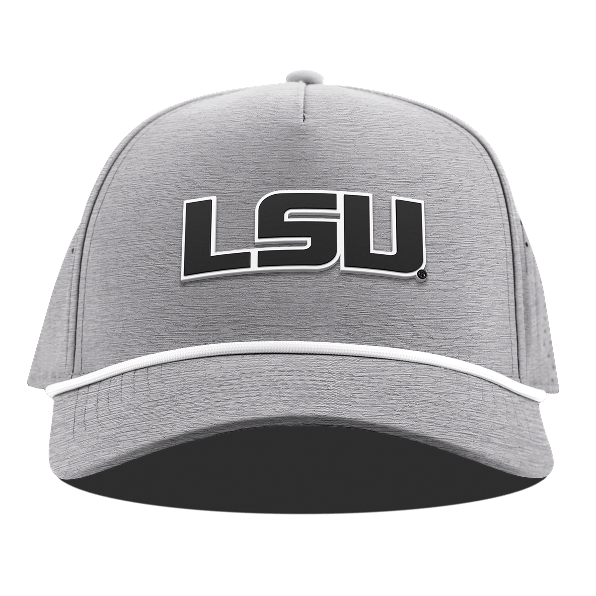 Louisiana State University "Vintage LSU Block" Curved 5 Panel Rope Heather Gray