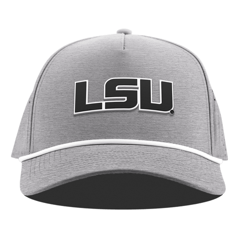Louisiana State University "Vintage LSU Block" Curved 5 Panel Rope Heather Gray