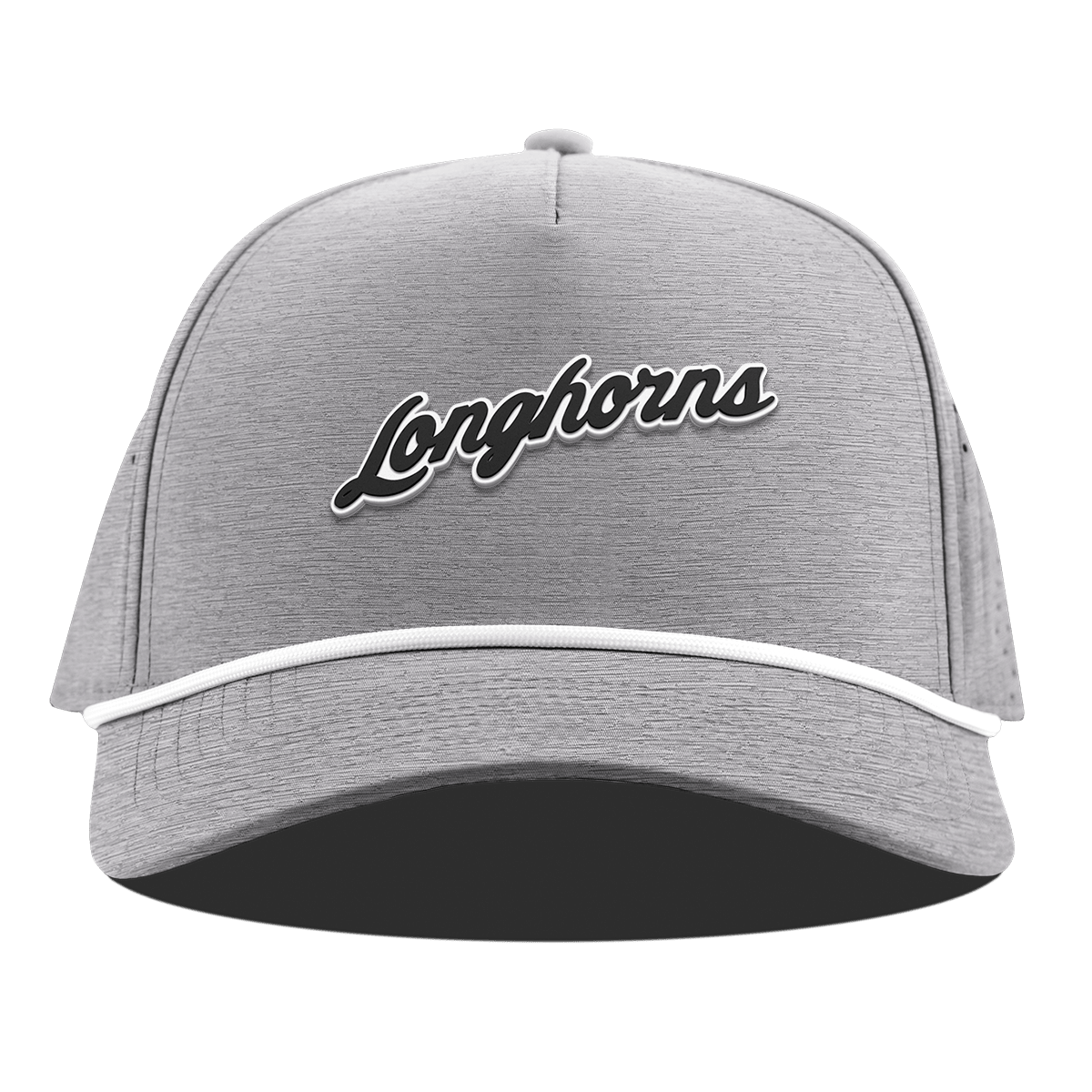 University of Texas "Vintage Texas Longhorn Script" Curved 5 Panel Rope Heather Gray