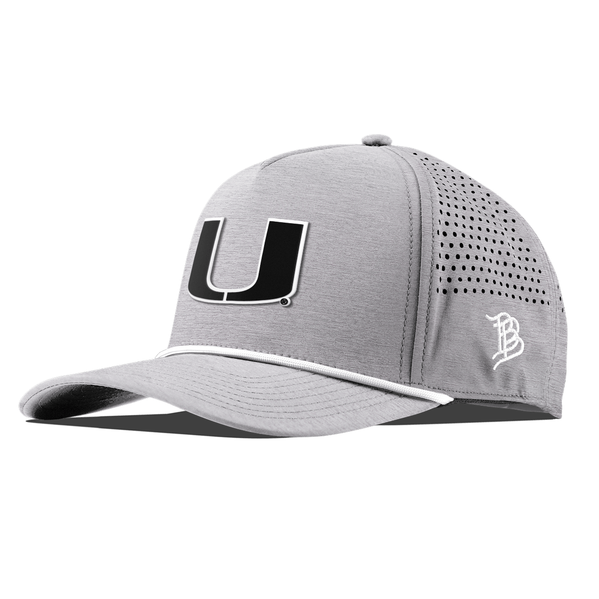 University of Miami "Vintage Miami Team Logo" Curved 5 Panel Rope Heather Gray