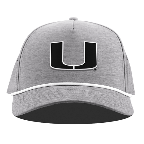 University of Miami "Vintage Miami Team Logo" Curved 5 Panel Rope Heather Gray