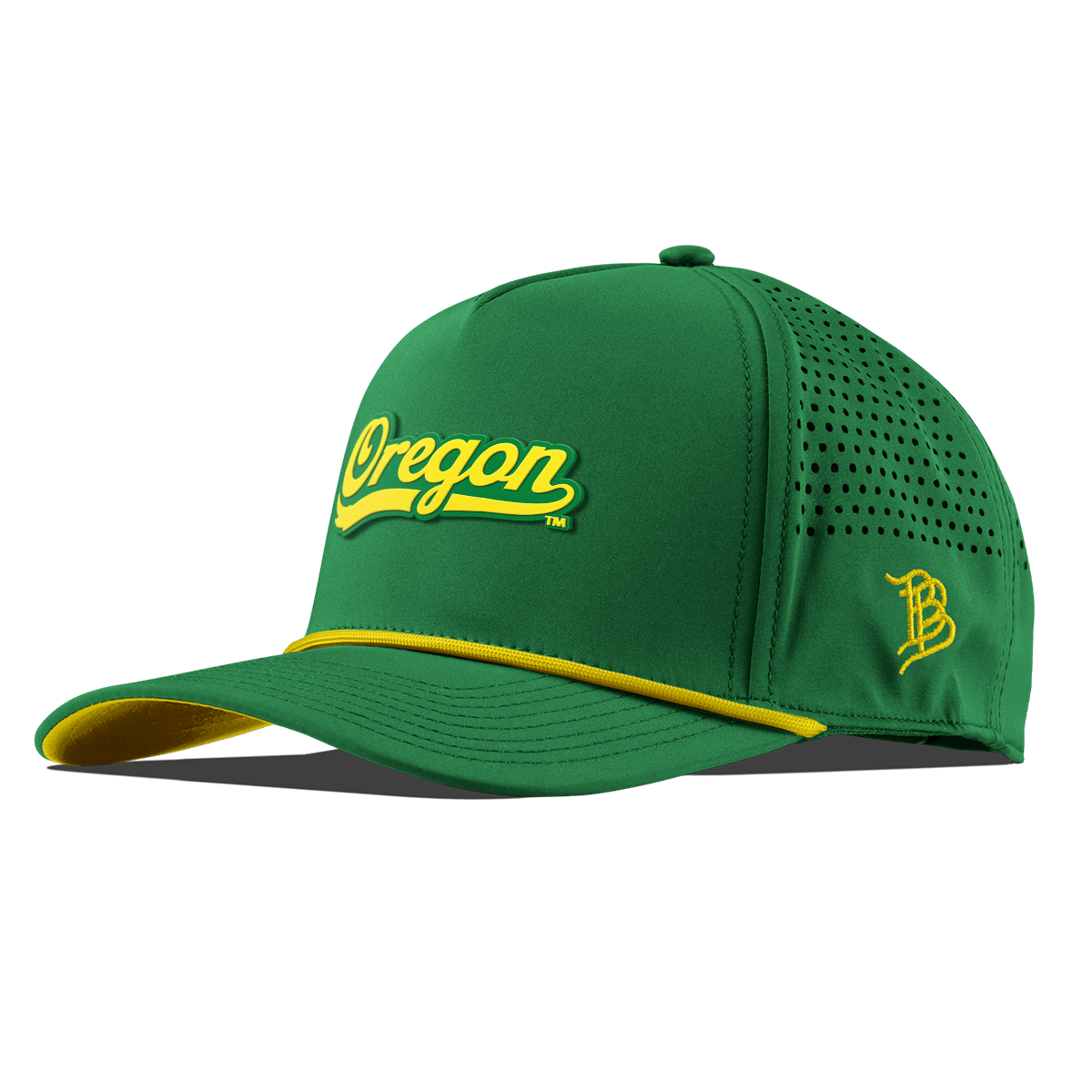 University of Oregon "Oregon Script" Curved 5 Panel Rope Kelly Green + Gold Rope