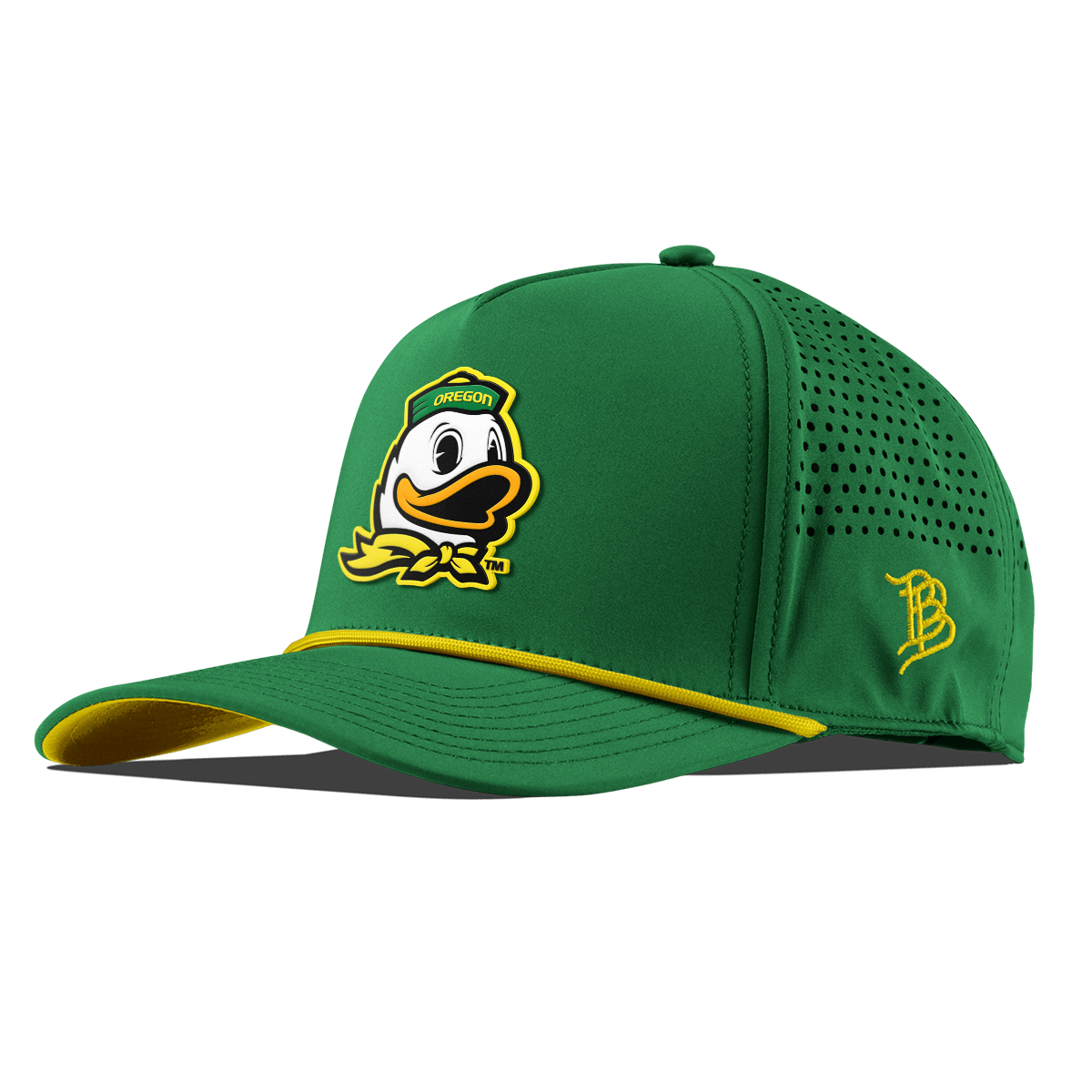 University of Oregon "The Duck" Curved 5 Panel Rope Kelly Green + Gold Rope