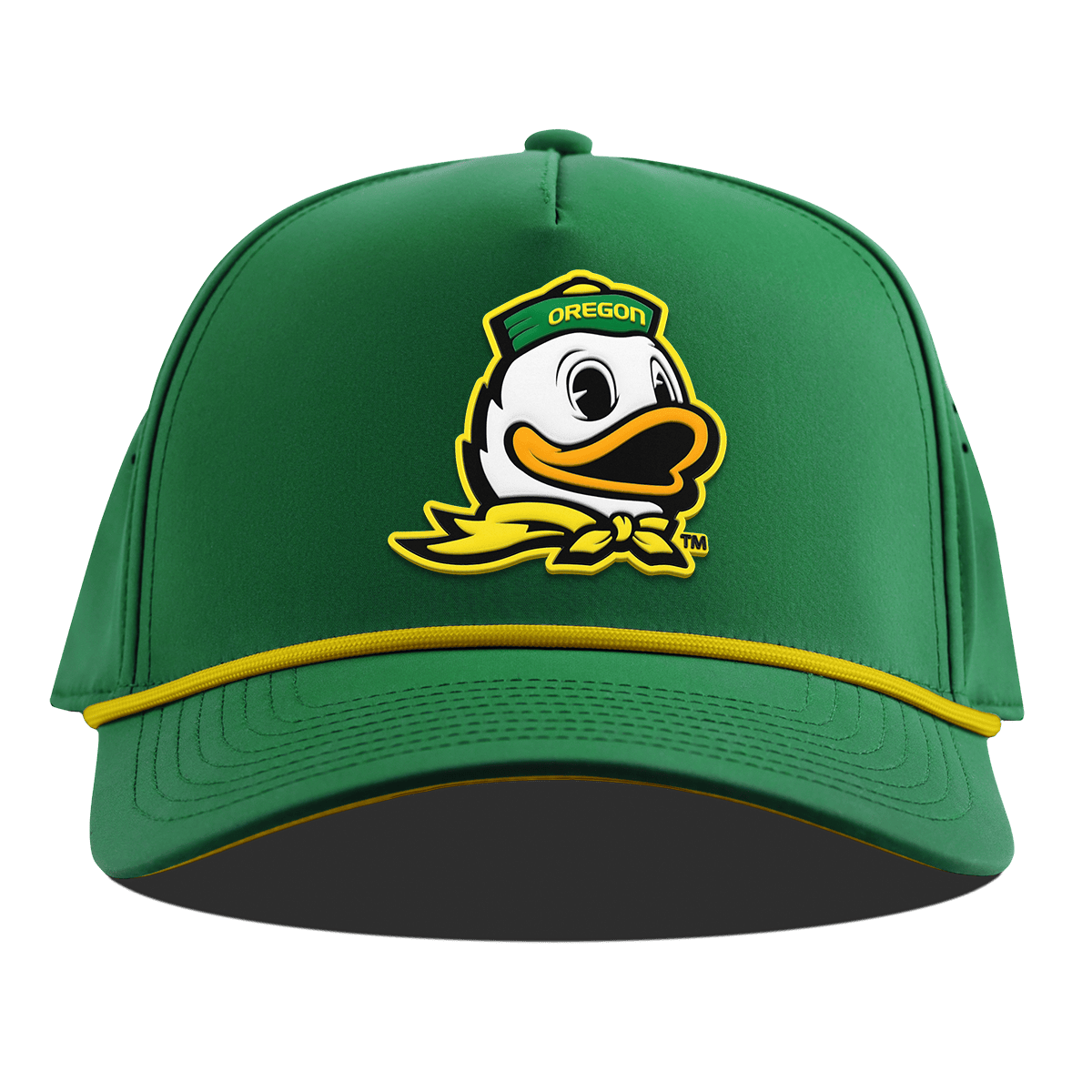 University of Oregon "The Duck" Curved 5 Panel Rope Kelly Green + Gold Rope