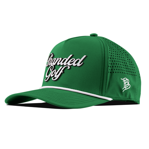 Branded Golf Curved 5 Panel Rope Kelly Green/White