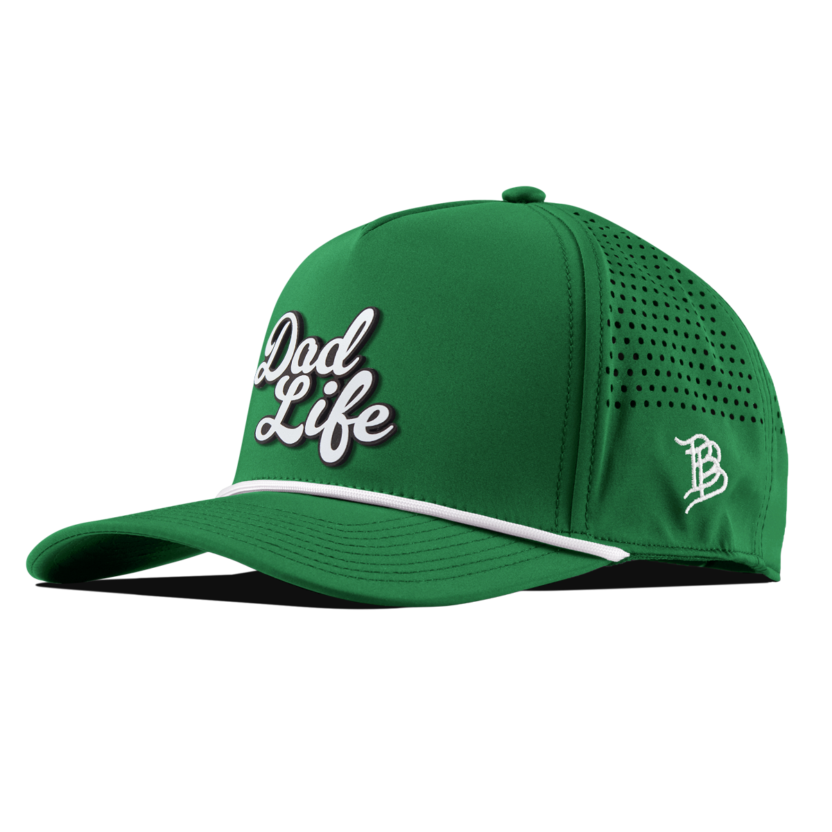 Dad Life Script Curved 5 Panel Rope KellyGreen/White