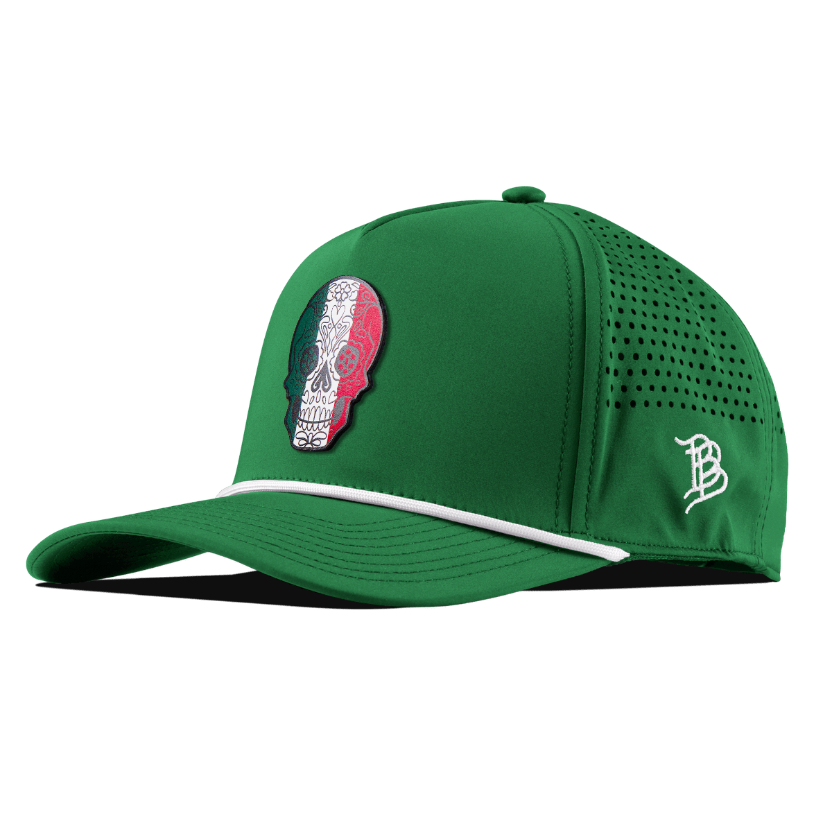 Fiesta Sugar Skull Curved 5 Panel Rope Kelly Green
