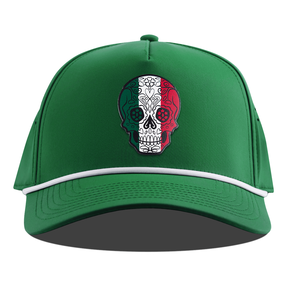 Fiesta Sugar Skull Curved 5 Panel Rope Kelly Green