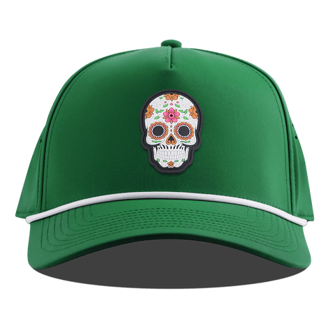Flower Skull PVC Curved 5 Panel Rope Kelly Green