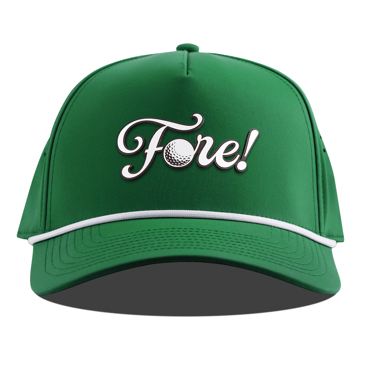 Fore! Script Curved 5 Panel Rope Kelly Green