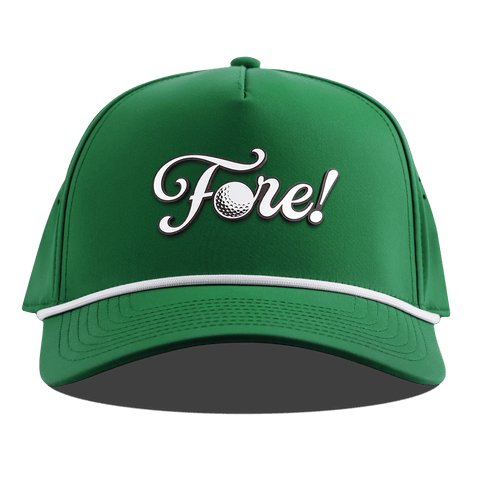 Fore! Script Curved 5 Panel Rope Kelly Green