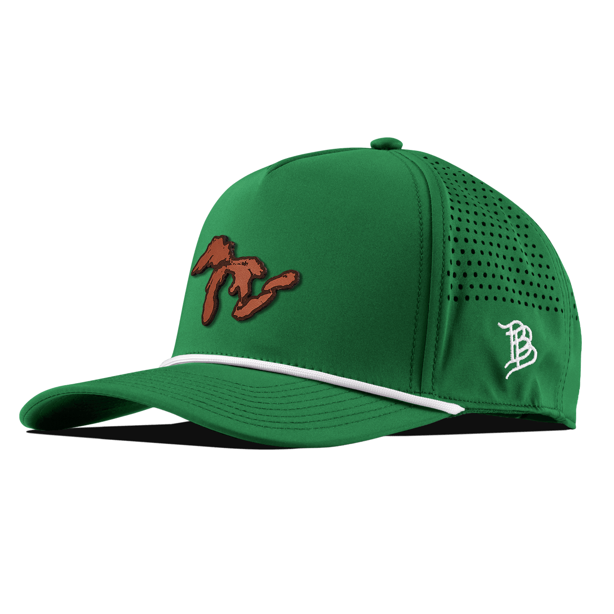 The Great Lakes Curved 5 Panel Rope Kelly Green/White