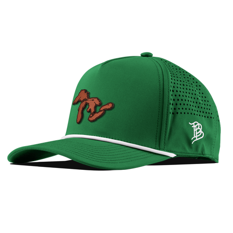 The Great Lakes Curved 5 Panel Rope Kelly Green/White