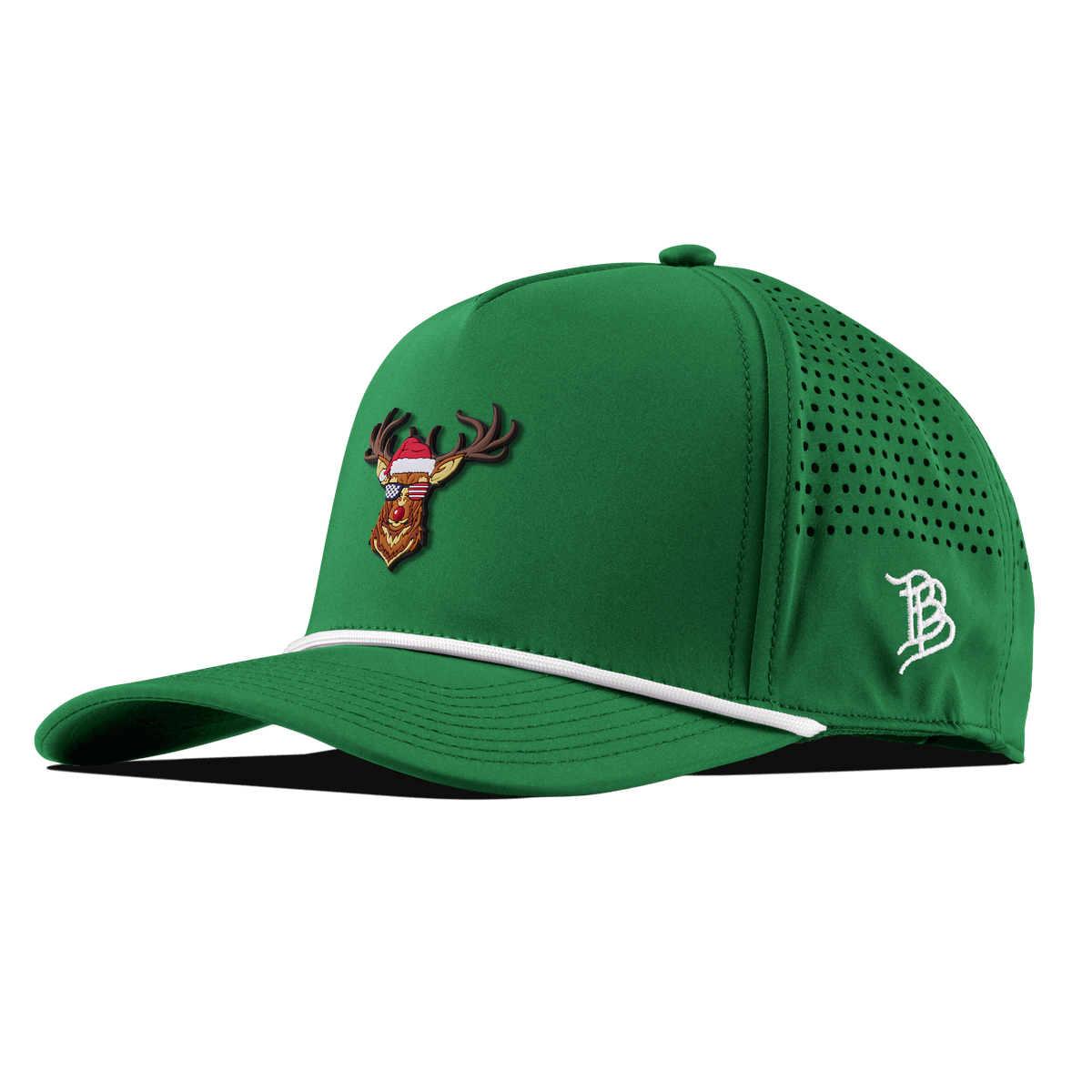 Party Reindeer Curved 5 Panel Rope Kelly Green/White