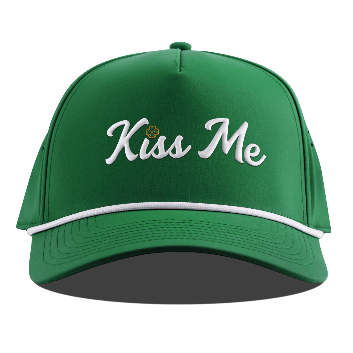 Kiss Me Curved 5 Panel Rope Kelly Green