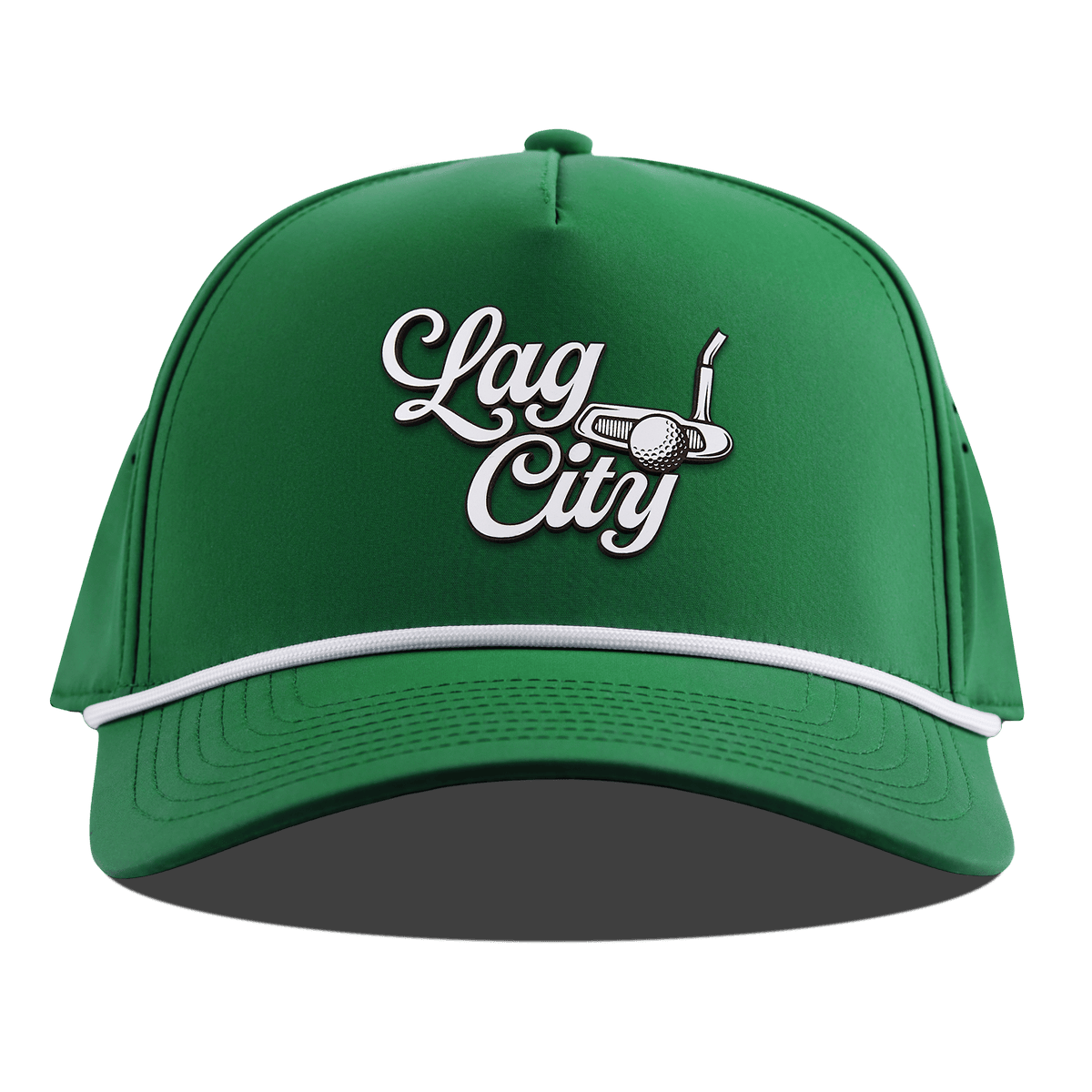 Lag City Script Curved 5 Panel Rope Kelly Green