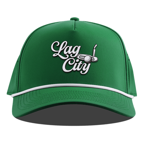 Lag City Script Curved 5 Panel Rope Kelly Green