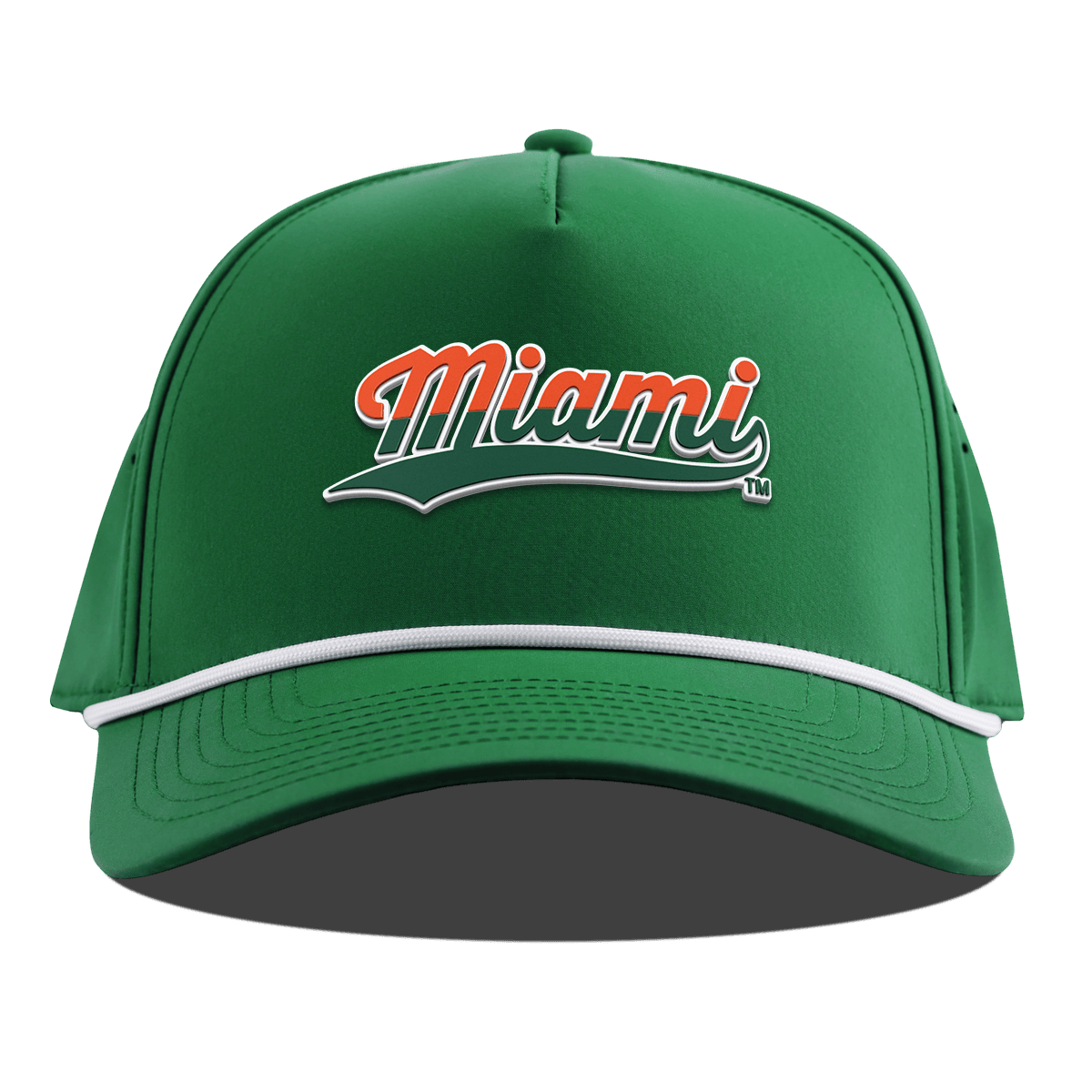 University of Miami "Miami Script" Curved 5 Panel Rope Kelly Green