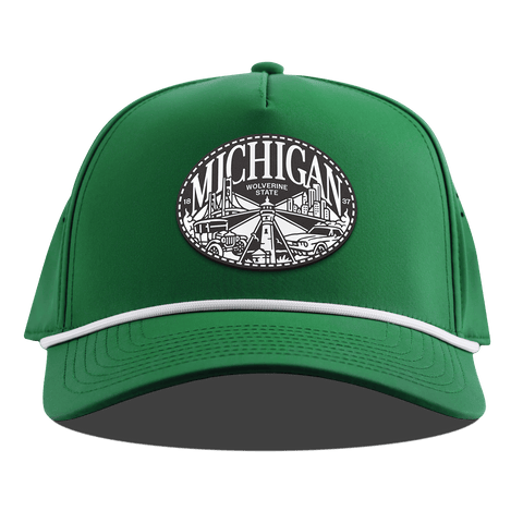 Michigan Traveler Curved 5 Panel Rope Kelly Green