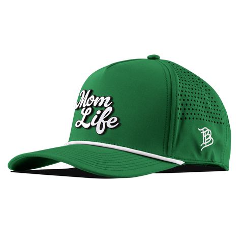 Mom Life Script Curved 5 Panel Rope Kelly Green/White