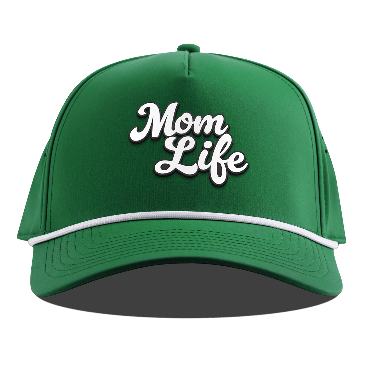 Mom Life Script Curved 5 Panel Rope Kelly Green