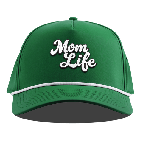 Mom Life Script Curved 5 Panel Rope Kelly Green