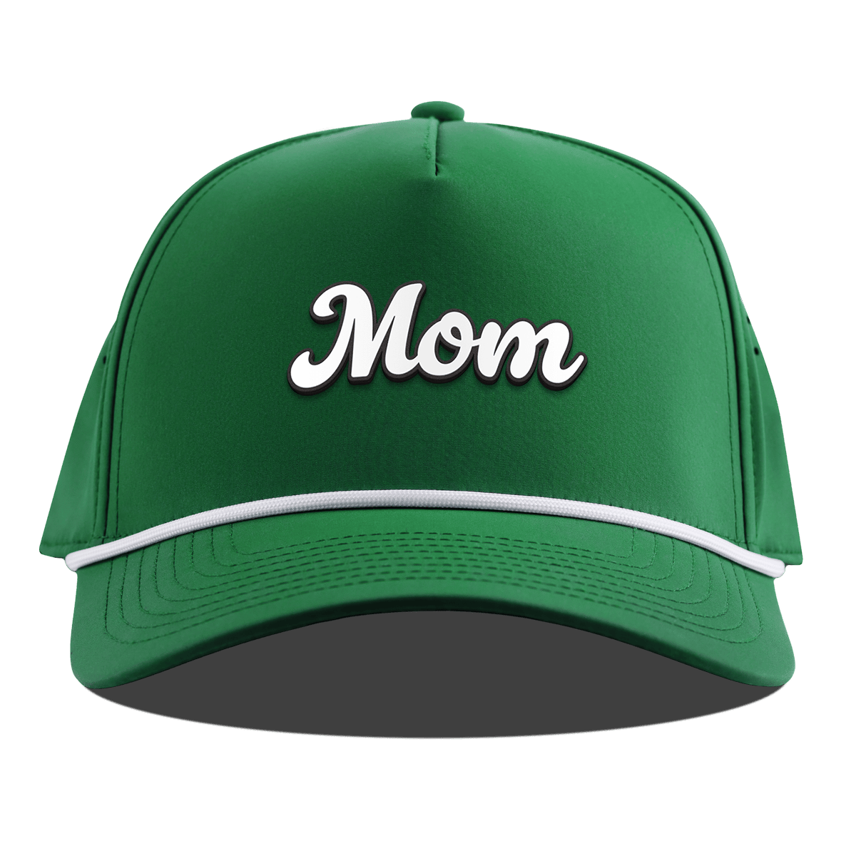 Mom Script Curved 5 Panel Rope Kelly Green