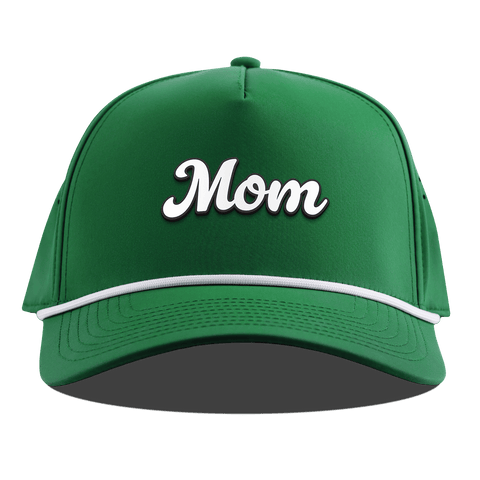 Mom Script Curved 5 Panel Rope Kelly Green