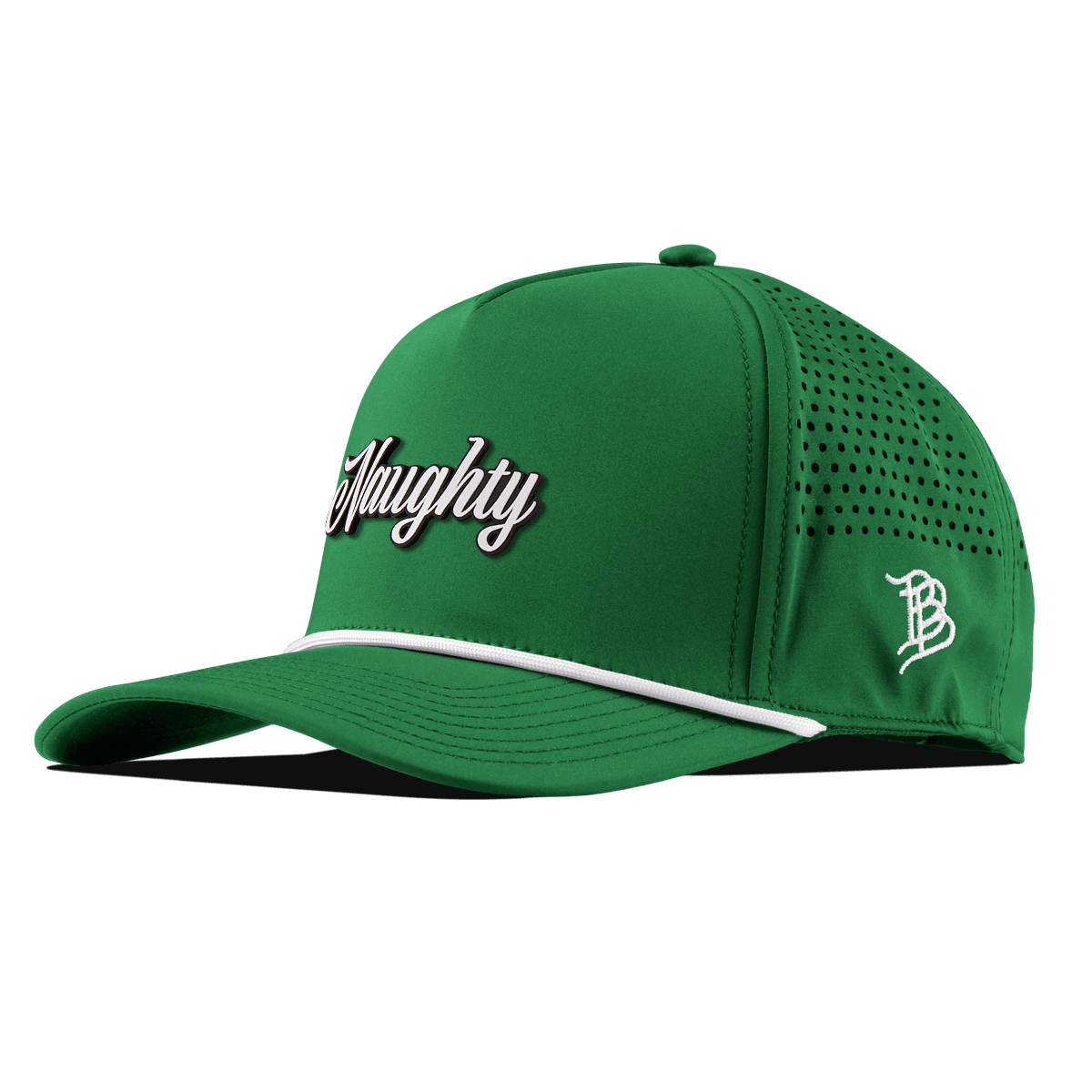 Naughty Curved 5 Panel Rope Kelly Green/White