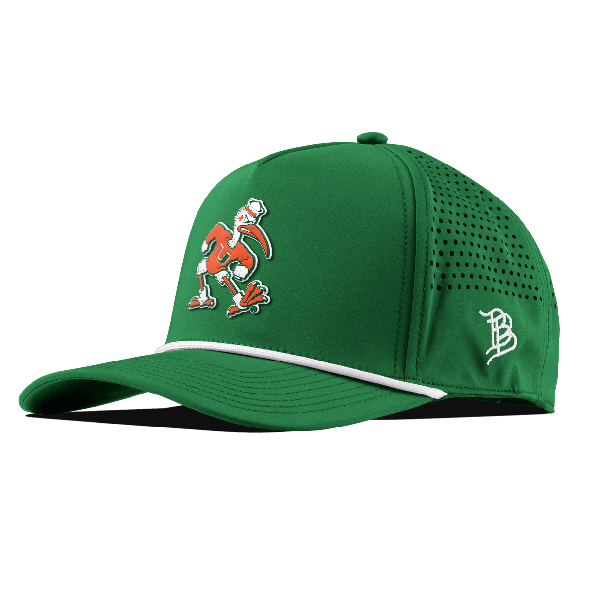 University of Miami "Sebastian the Ibis" Curved 5 Panel Rope Kelly Green