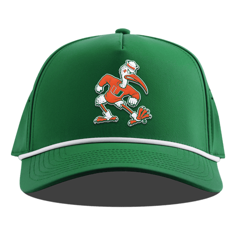 University of Miami "Sebastian the Ibis" Curved 5 Panel Rope Kelly Green