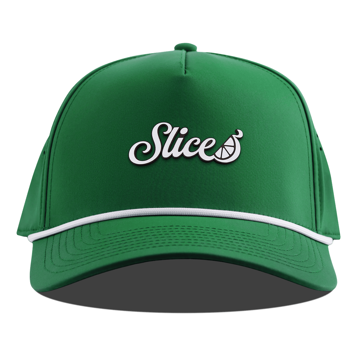 Sliced Script Curved 5 Panel Rope Kelly Green