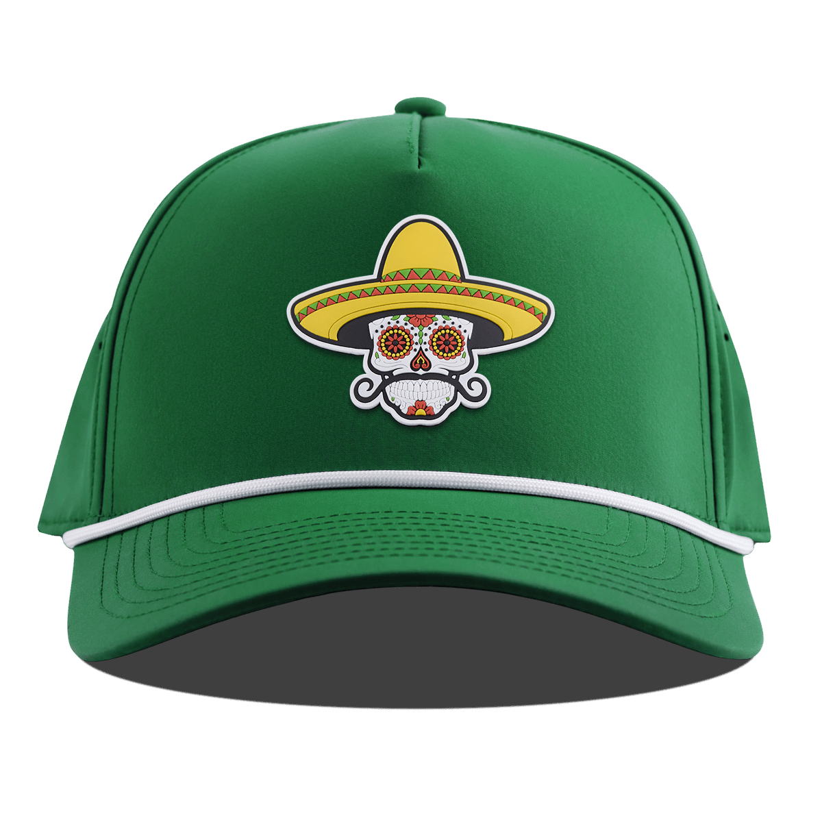 Sombrero Skull PVC Curved 5 Panel Rope Kelly Green