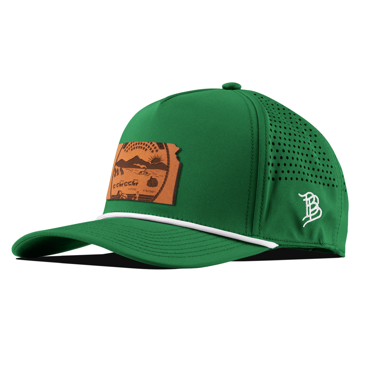 Kansas 34 Curved 5 Panel Rope Kelly Green/White